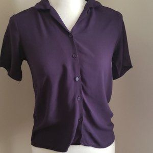 Harmony navy blue blouse top sz small READ**
